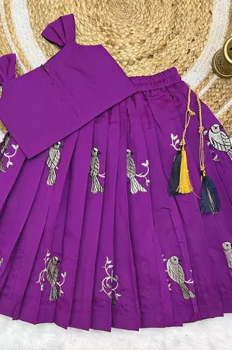 Kids Ringani New south Indian traditional pattu pavadai Jacquard Lehenga choli for girls dress