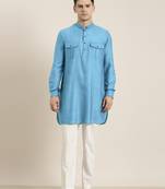 Blue light cotton short pathani