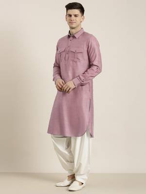 Rose pink cotton pathani with salwar 3