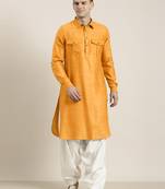 Mustard cotton pathani with salwar