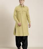 Greenish beige cotton pathani with salwar