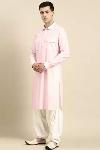 Light pink fine cotton pathani with salwar