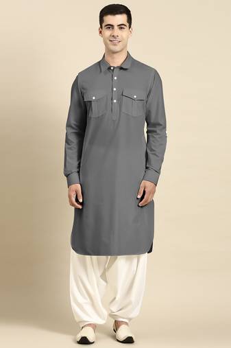 Grey fine cotton pathani