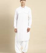 White fine cotton pathani with salwar