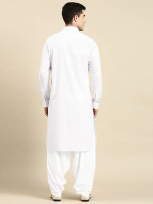 White fine cotton pathani with salwar 4