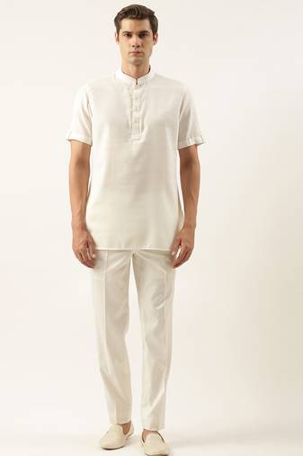 Off white cotton short kurta