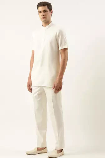 Off white cotton short kurta