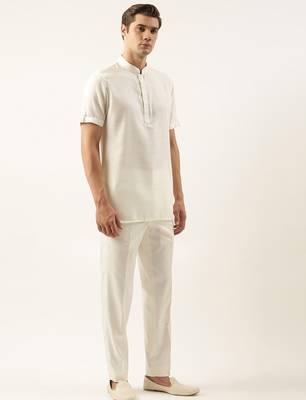 Off white cotton short kurta 4