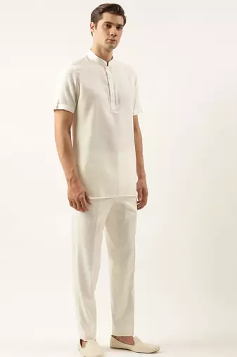 Off white cotton short kurta