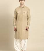 Beige fine cotton pathani with salwar