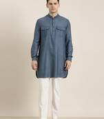 Denim blue cotton short pathani