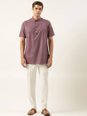 Wine cotton short kurta 1