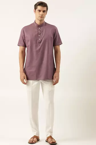 Wine cotton short kurta