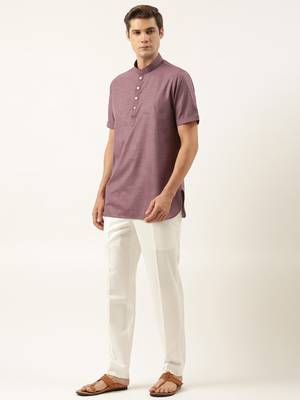 Wine cotton short kurta 3