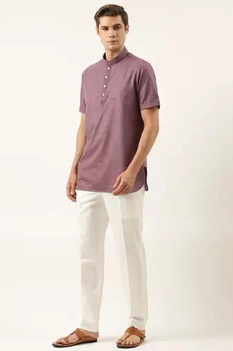 Wine cotton short kurta