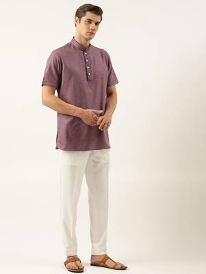 Wine cotton short kurta 4