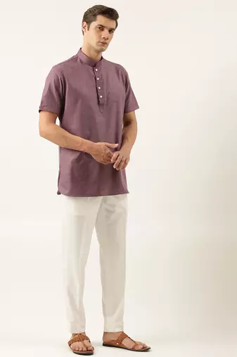 Wine cotton short kurta