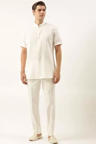 White cotton short kurta
