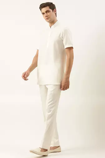 White cotton short kurta