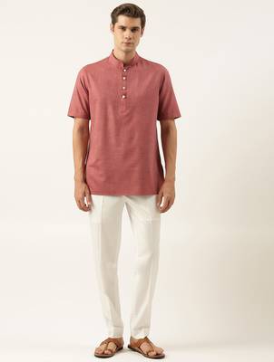 Maroon cotton short kurta 1