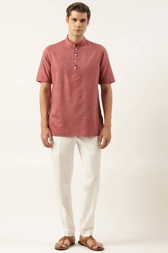 Maroon cotton short kurta