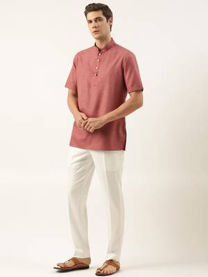 Maroon cotton short kurta 3