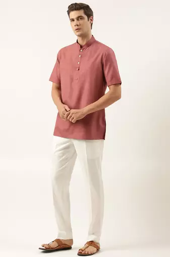 Maroon cotton short kurta