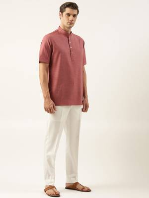 Maroon cotton short kurta 4