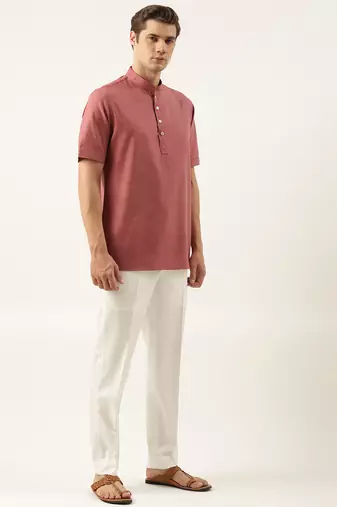 Maroon cotton short kurta