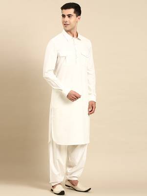 Off white fine cotton pathani with salwar 4
