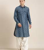 Denim blue cotton pathani with salwar
