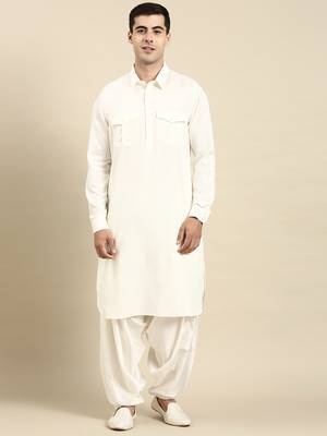 White cotton pathani with salwar 1
