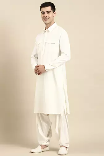 White cotton pathani with salwar