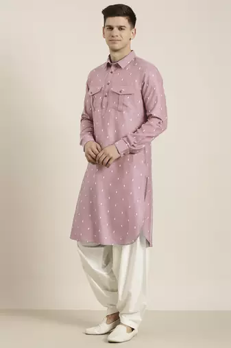 Pink cotton pathani with salwar