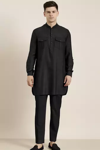 Black cotton short pathani