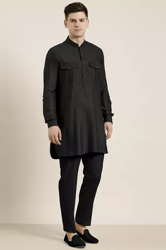 Black cotton short pathani