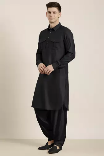 Black cotton pathani with salwar