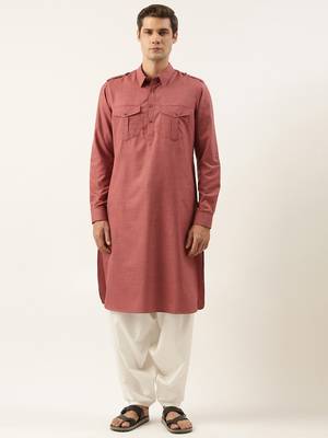 Burgundy pure cotton pathani with salwar 1