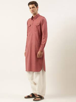 Burgundy pure cotton pathani with salwar 3