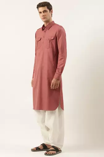 Burgundy pure cotton pathani with salwar