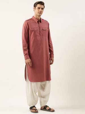 Burgundy pure cotton pathani with salwar 4