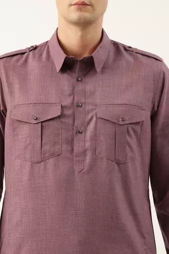 Purple pure cotton pathani with salwar