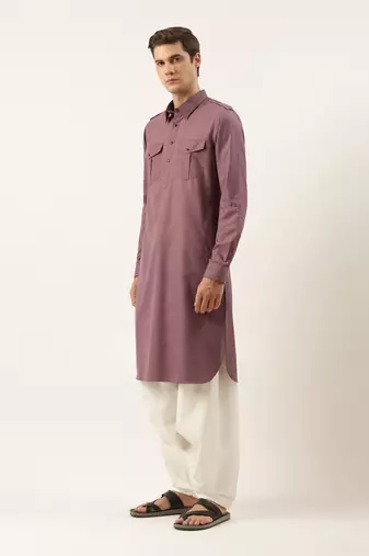 Purple pure cotton pathani with salwar