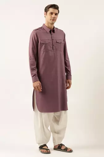 Purple pure cotton pathani with salwar