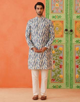 Blue ikat printed kurtas 1