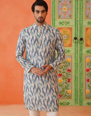 Blue ikat printed kurtas 3
