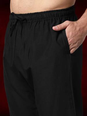 Black cotton front open kurtas 4