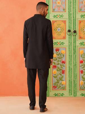 Black cotton front open kurtas 2