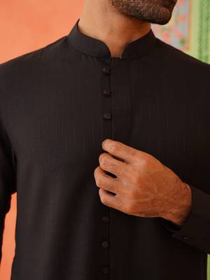 Black cotton front open kurtas 4