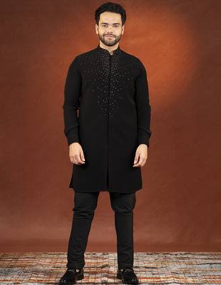 Black ceremonial front open kurtas 1